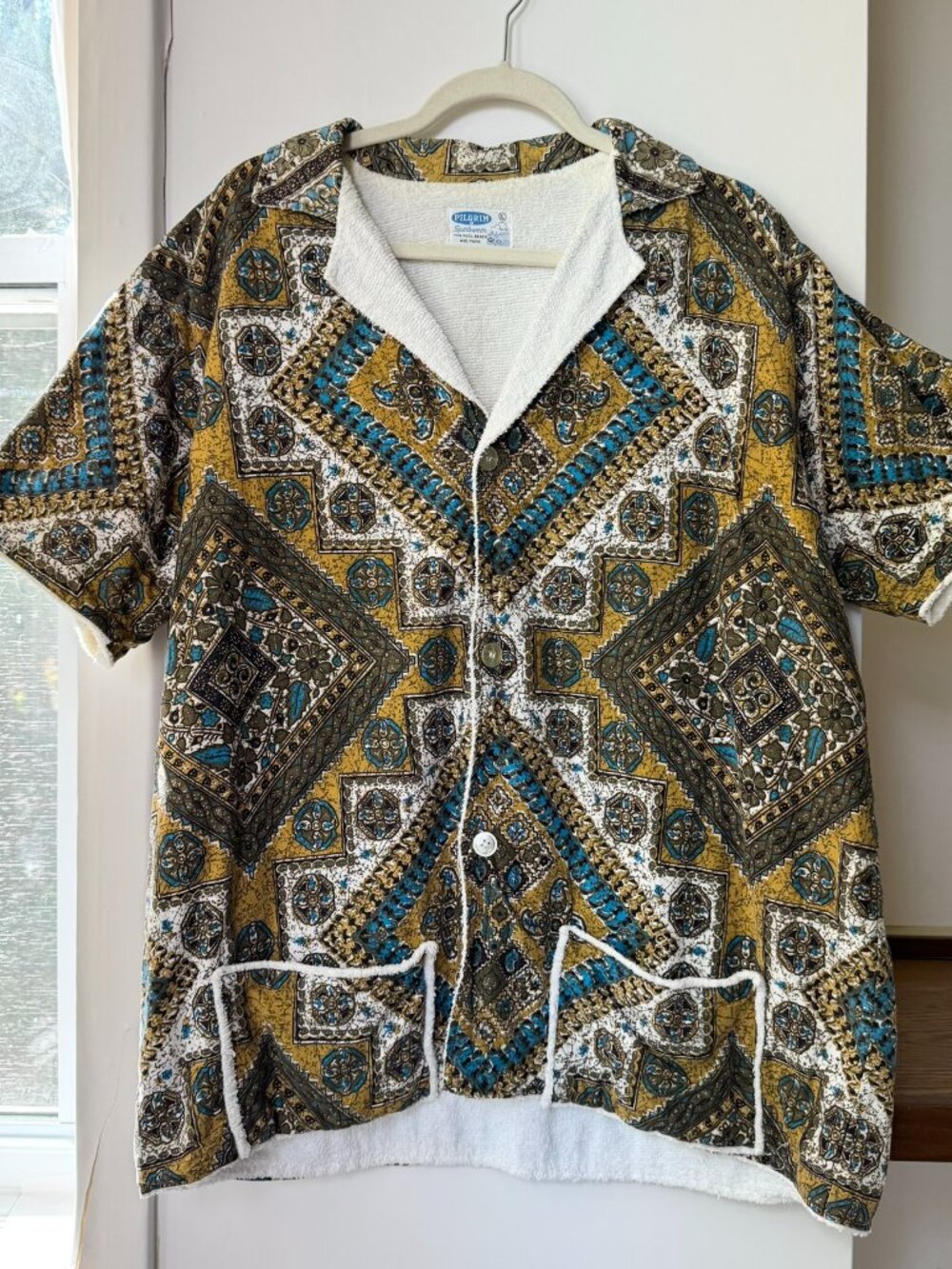 Vintage Sears Pilgrim Sportswear Terry Cloth Cabana Shirt Large